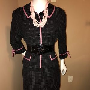 Black w/pink polka dot skirt suit